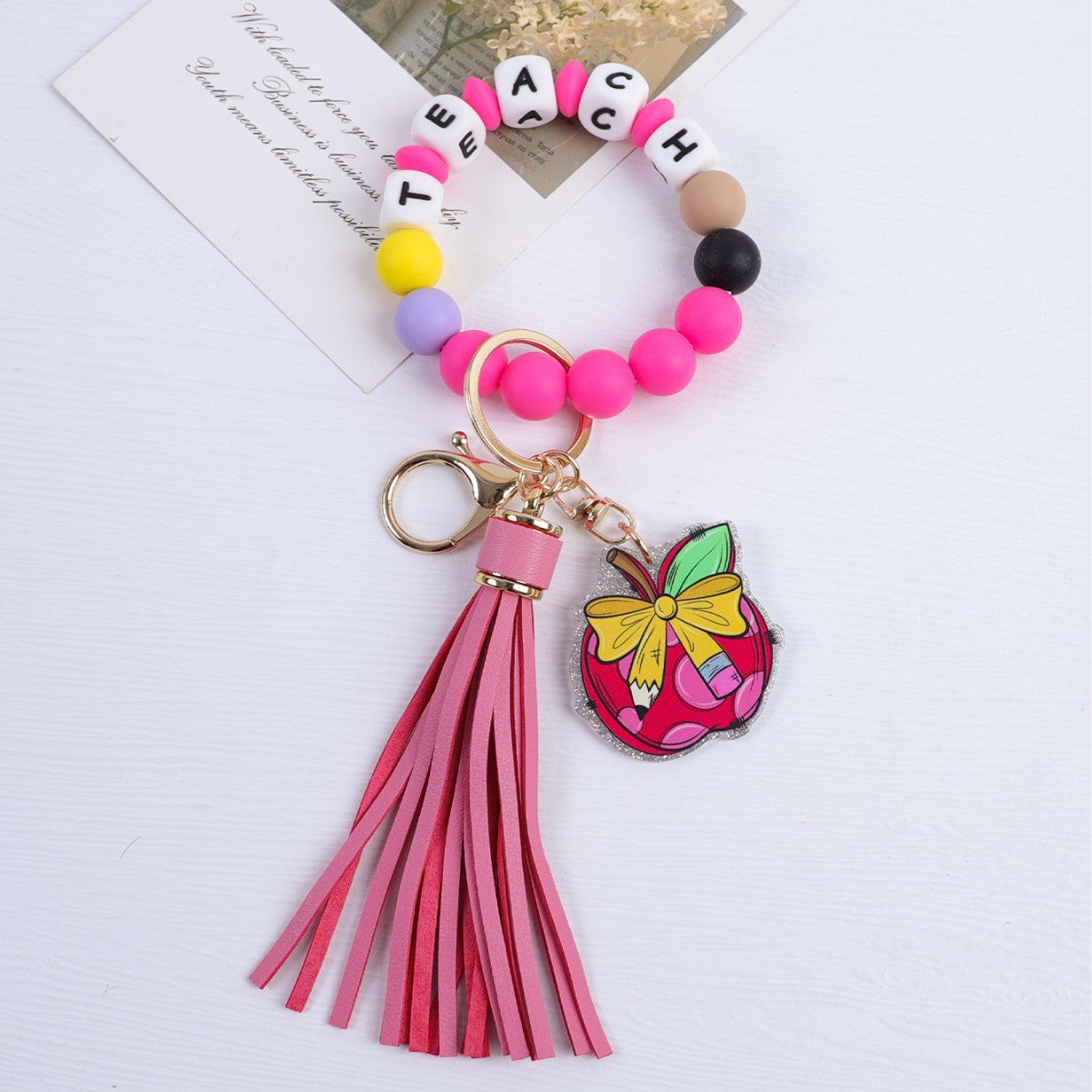 Wholesale Teacher' s Day jewelry silicone bead keychain